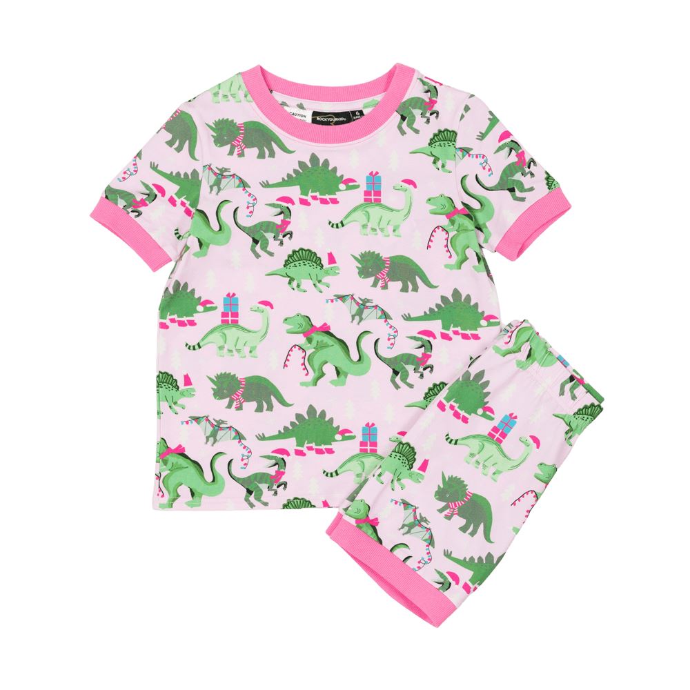 Pink Dino SS PJ Set