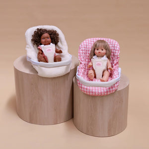 Dolls Car Seat Capsule (Pink Gingham)