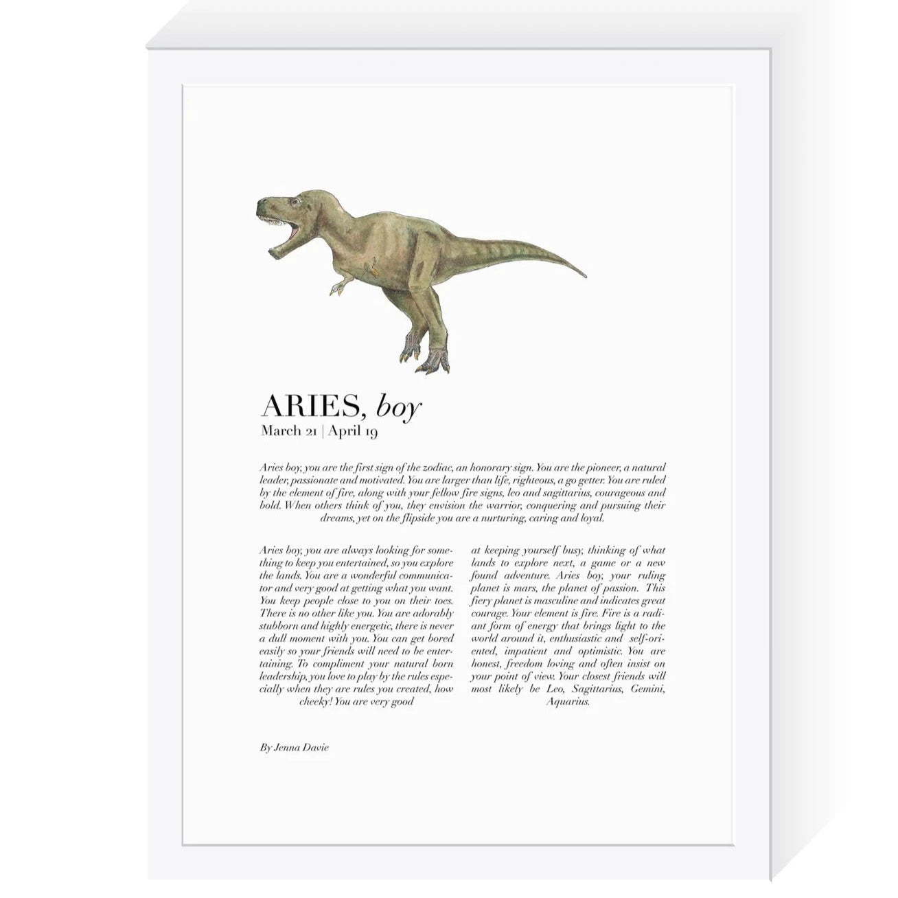 Dinosaur Zodiac A4 Print (Aries)