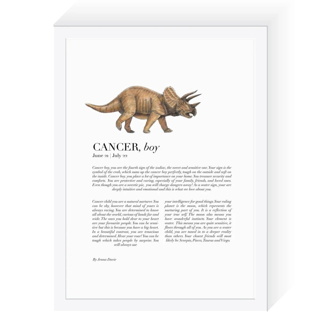 Dinosaur Zodiac A4 Print (Cancer)
