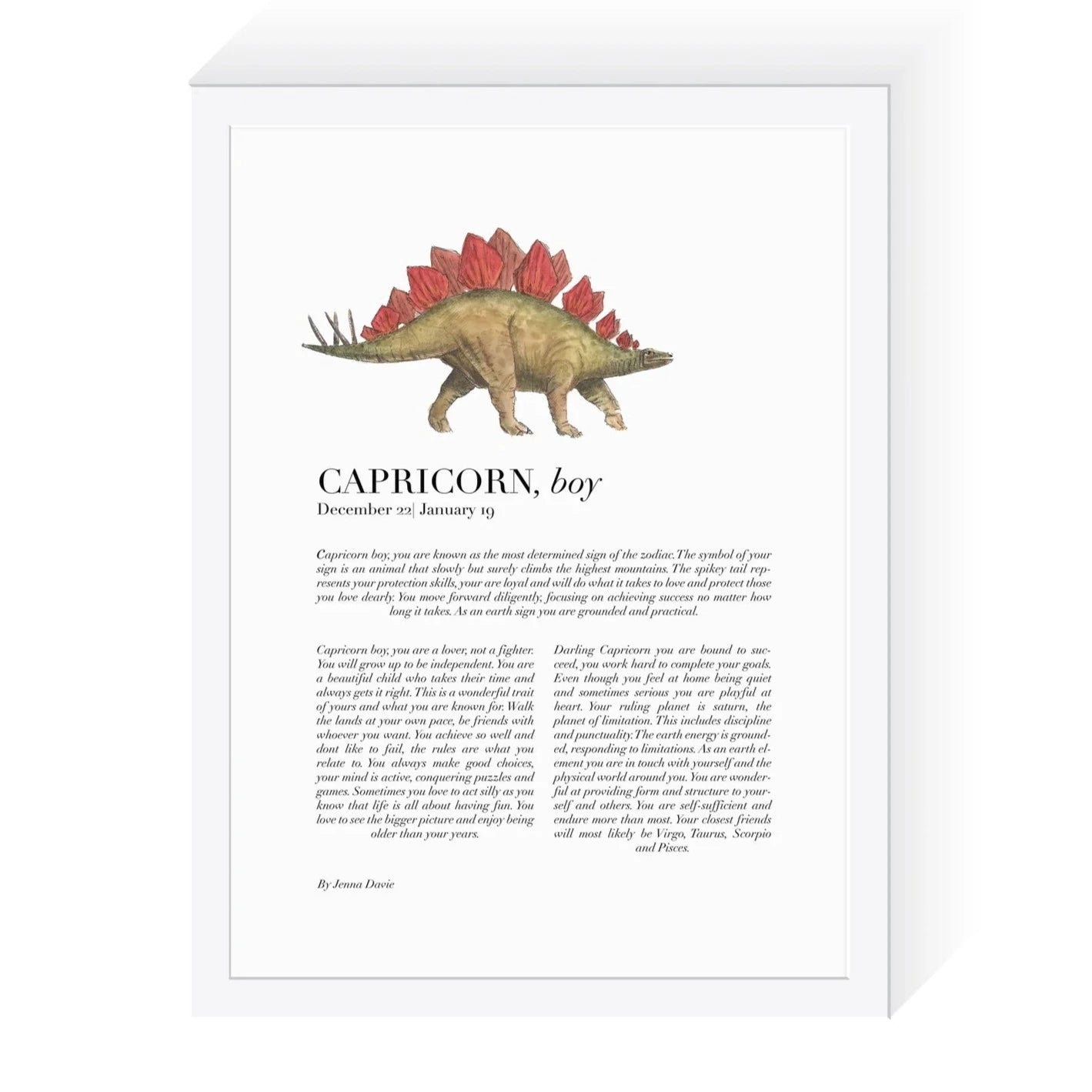 Dinosaur Zodiac A4 Print (Capricorn)