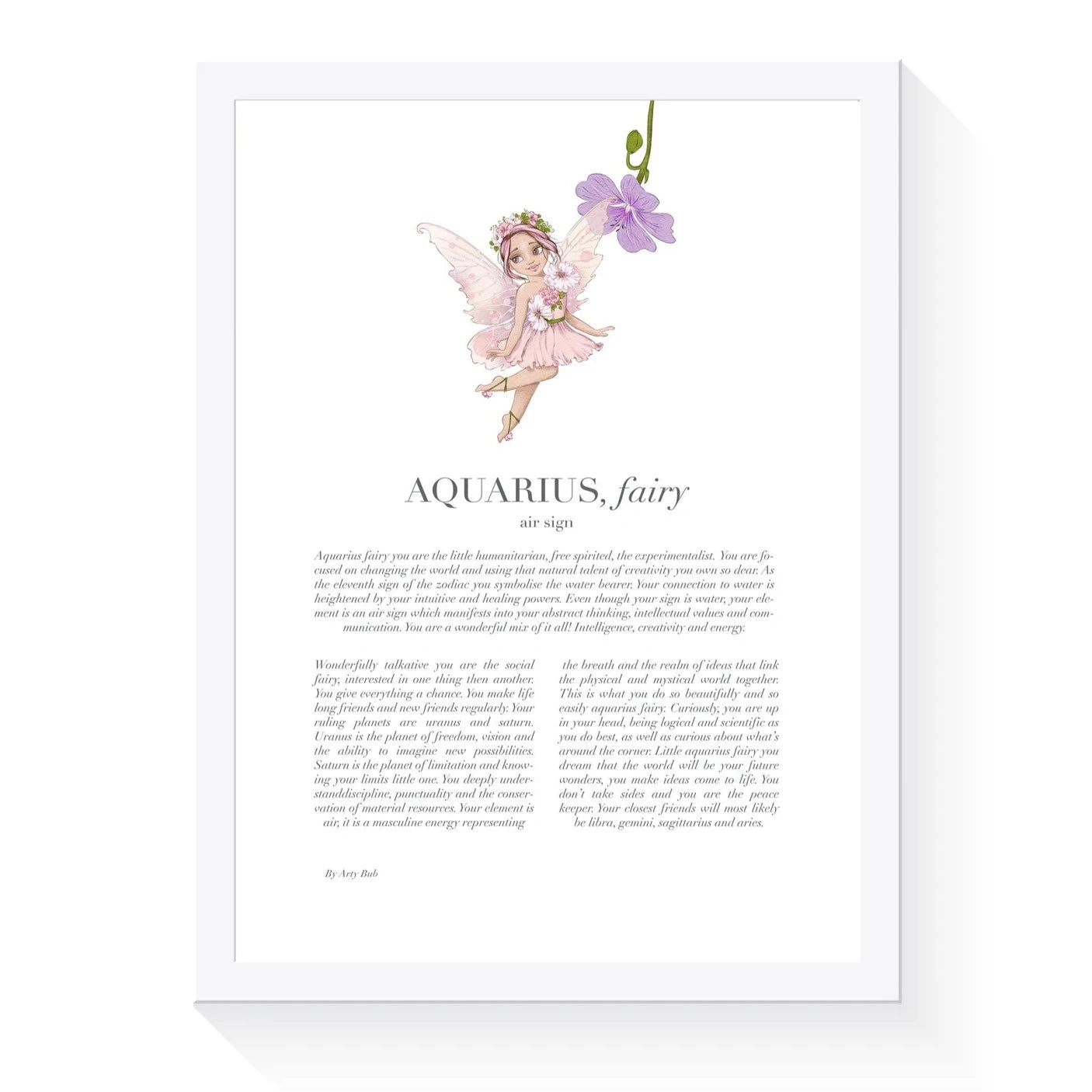 Fairy Zodiac A4 Print (Aquarius)