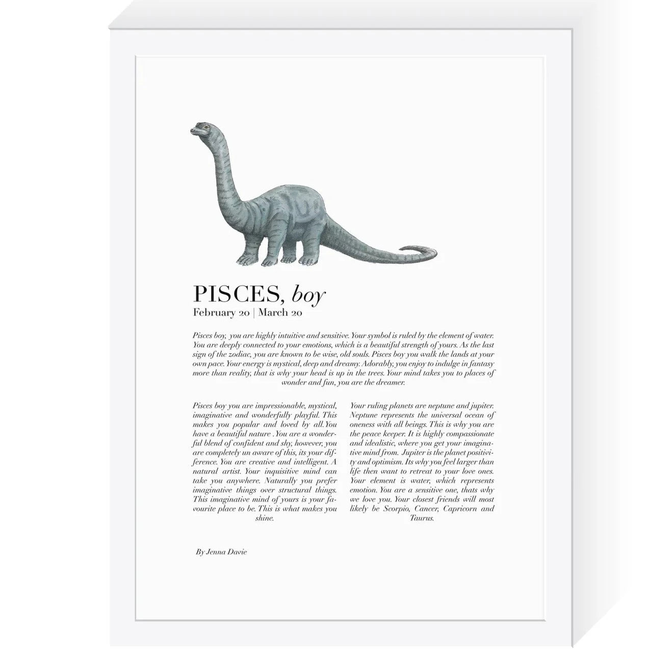 Dinosaur Zodiac A4 Print (Pisces)
