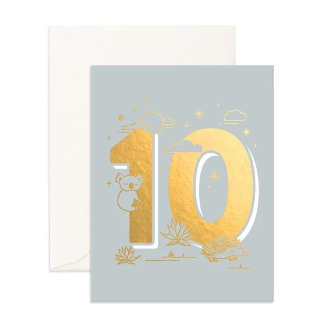 Number 10 Animals Greeting Card