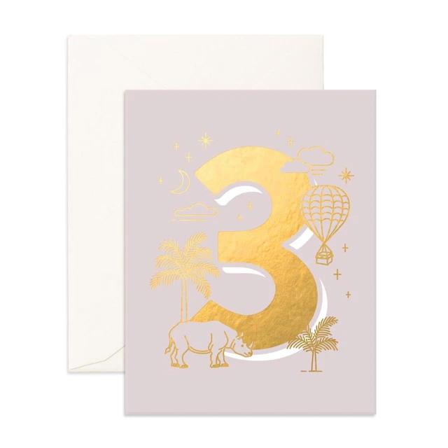 Number 3 Animals Greeting Card