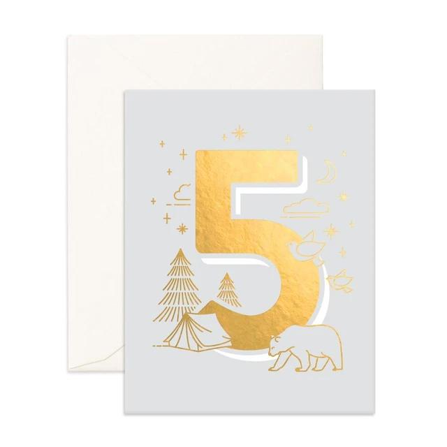 Number 5 Animals Greeting Card