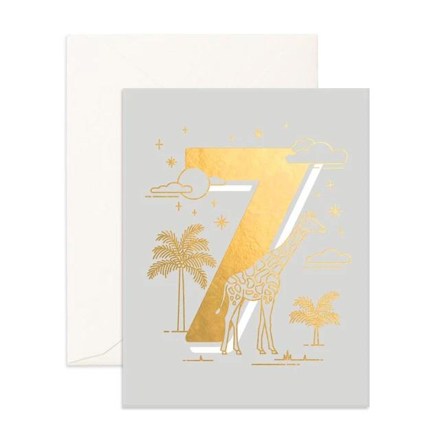 Number 7 Animals Greeting Card