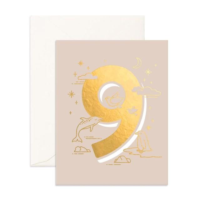 Number 9 Animals Greeting Card