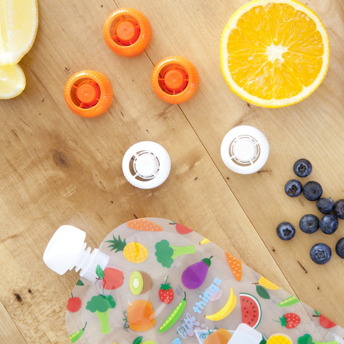 Reusable Food Pouch - Child Safe Lids (5 Pack)