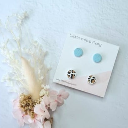 Mini Clay Studs (Leopard/Speckled Blue)