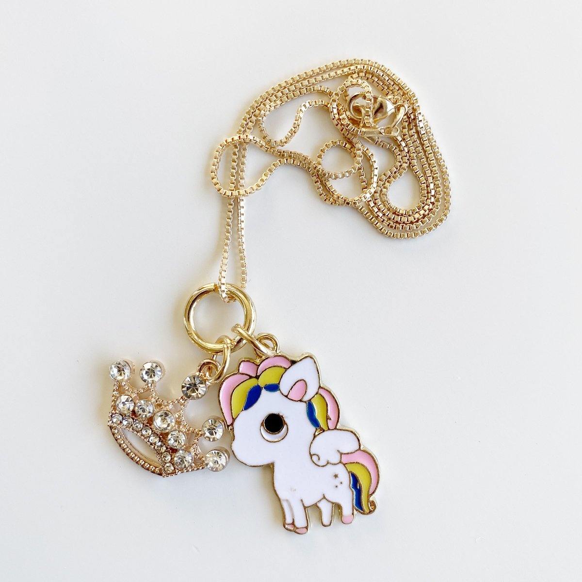 Unicorn & Crown Charm Necklace
