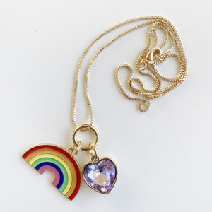 Rainbow & Heart Charm Necklace