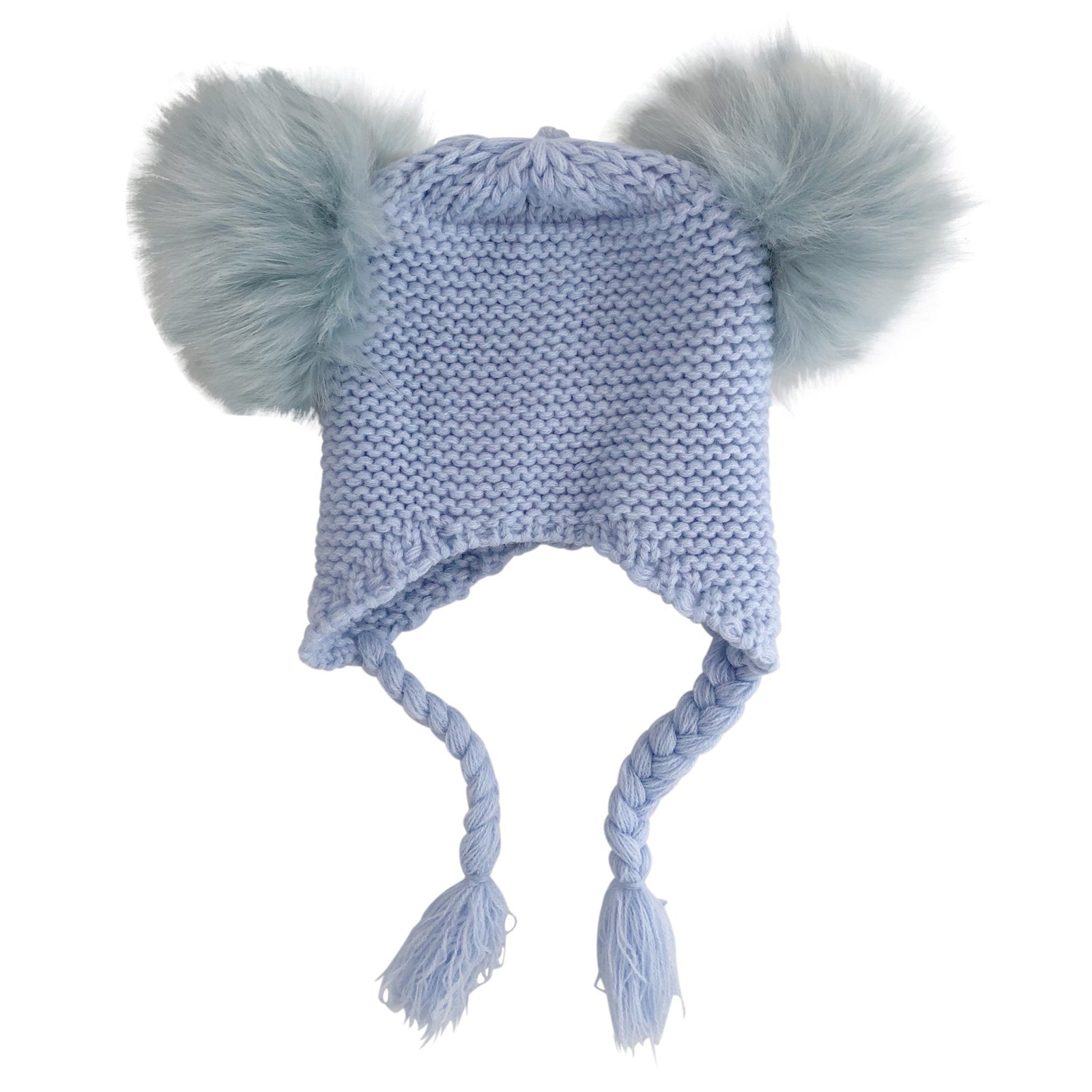 Double Pom Pom Knit Beanie (Light Blue)