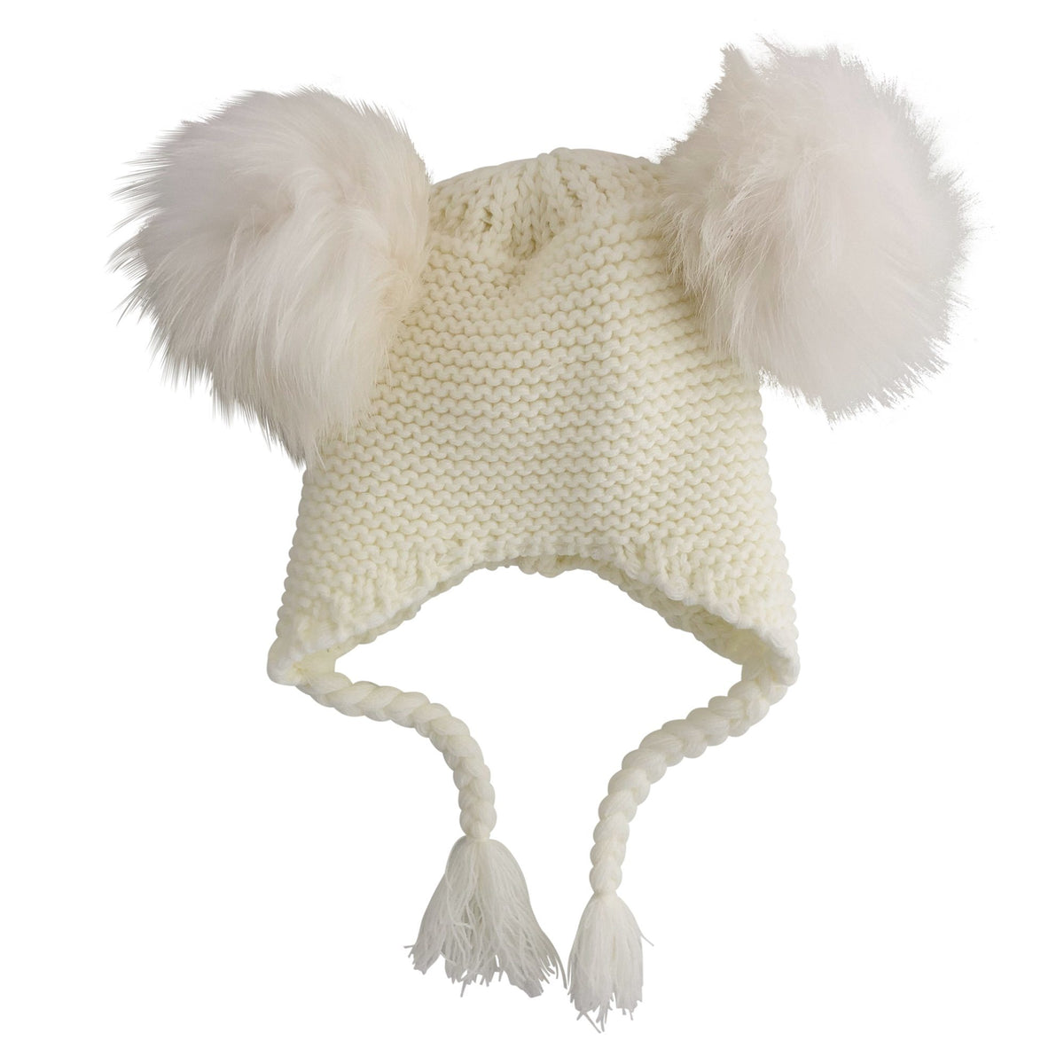 Double Pom Pom Knit Beanie (Cream)