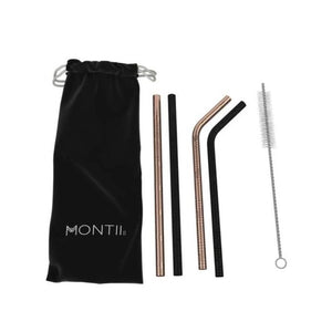 Geo Patterned Stainless Steel Straw Pack