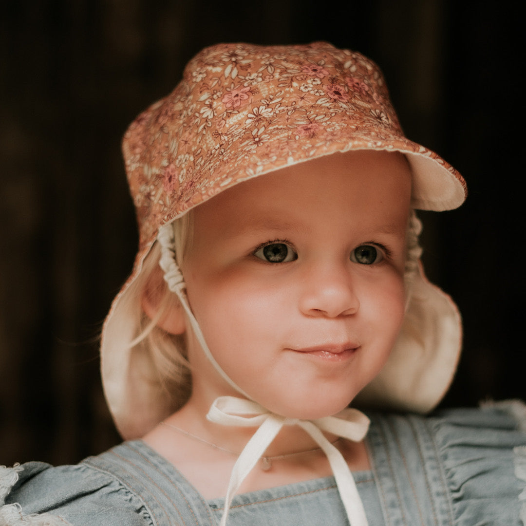 Lounger Baby Reversible Flap Sun Hat (Alice-Flax)