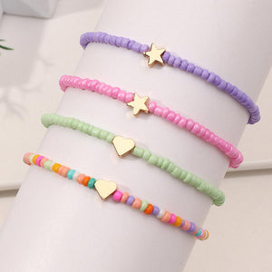 Star & Heart Bead Bracelet Set
