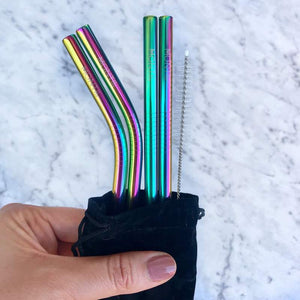Rainbow Stainless Steel Straw Pack