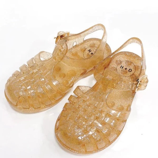 Jelly Sandals (Gold Glitter)