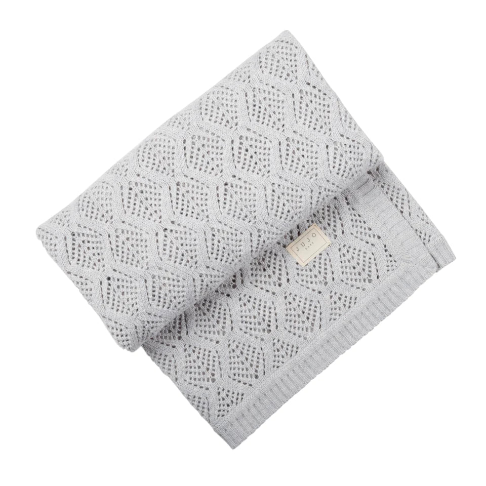 Trellis Open Knit Bassinet Blanket (Silver Melange)