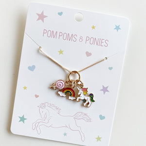 Unicorn, Lollipop & Rainbow Charm Necklace