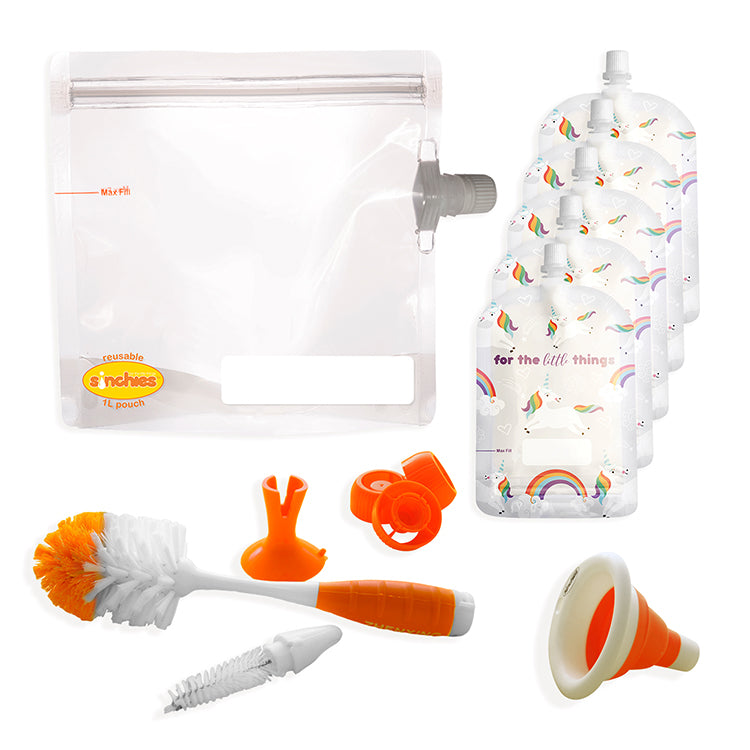 Reusable Food Pouch - Starter Kit (Unicorns)