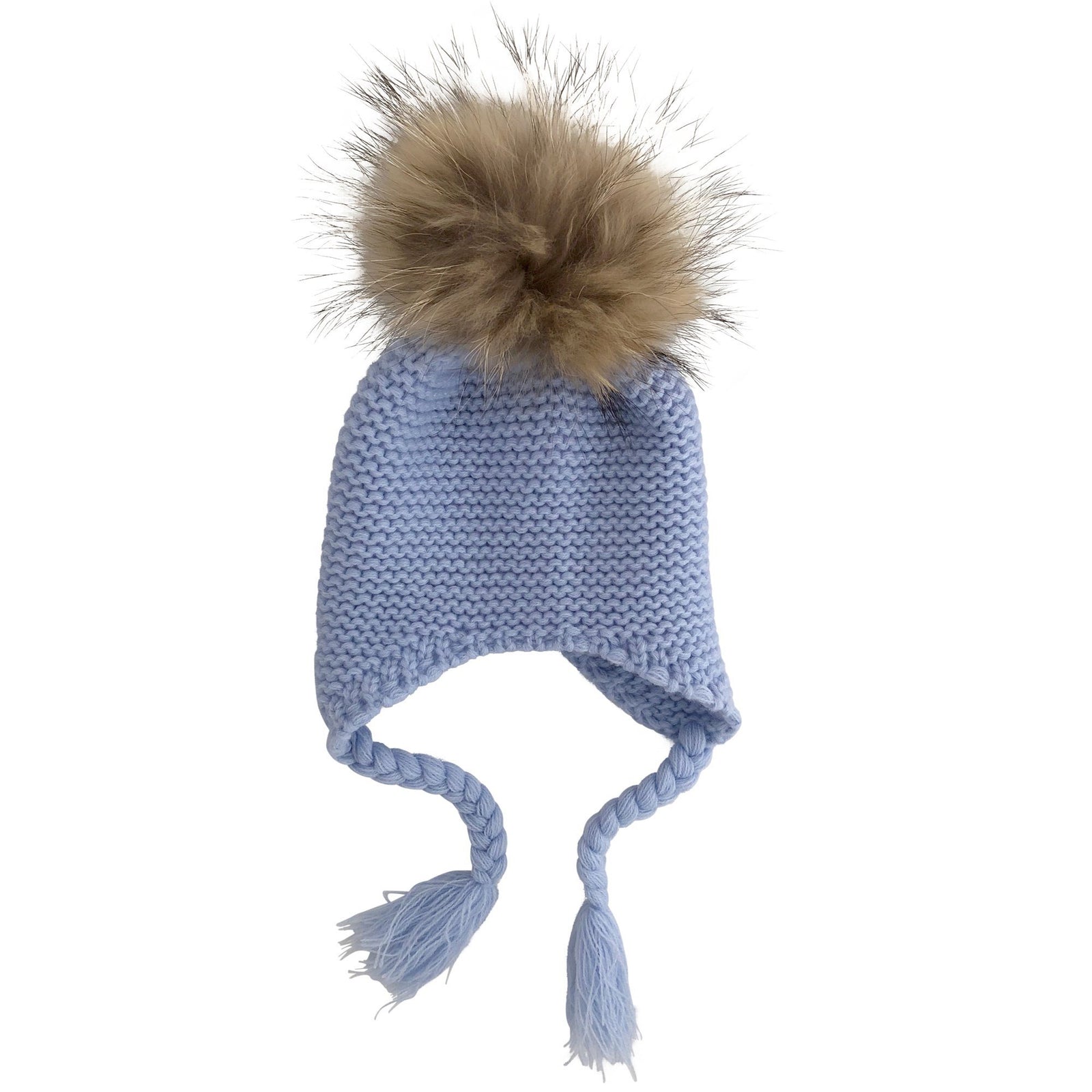 Single Pom Pom Knit Beanie (Light Blue)