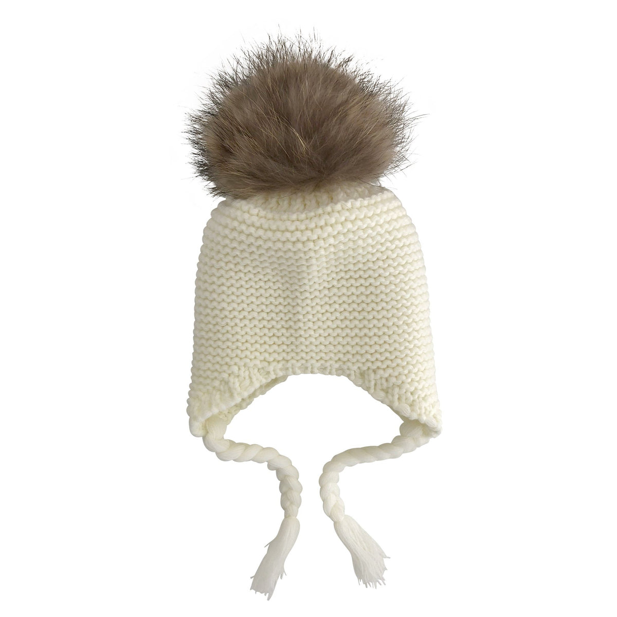 Single Pom Pom Knit Beanie (Cream)