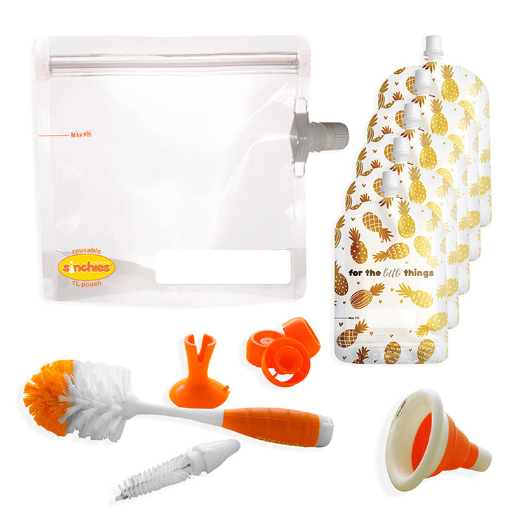 Reusable Food Pouch - Starter Kit (Pineapple)