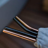 Geo Patterned Stainless Steel Straw Pack