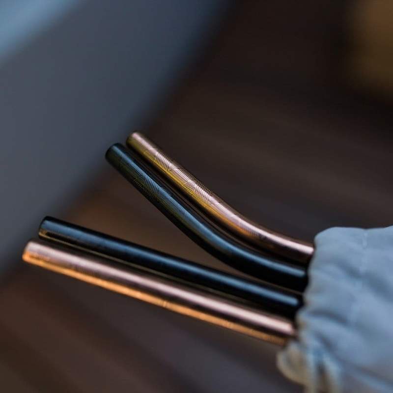 Geo Patterned Stainless Steel Straw Pack