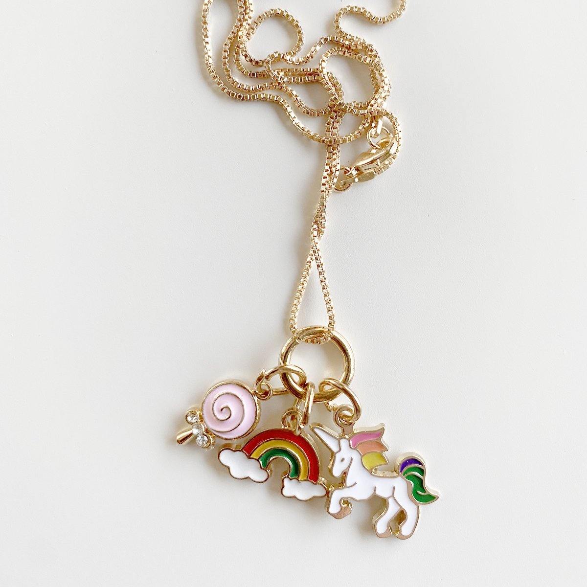 Unicorn, Lollipop & Rainbow Charm Necklace