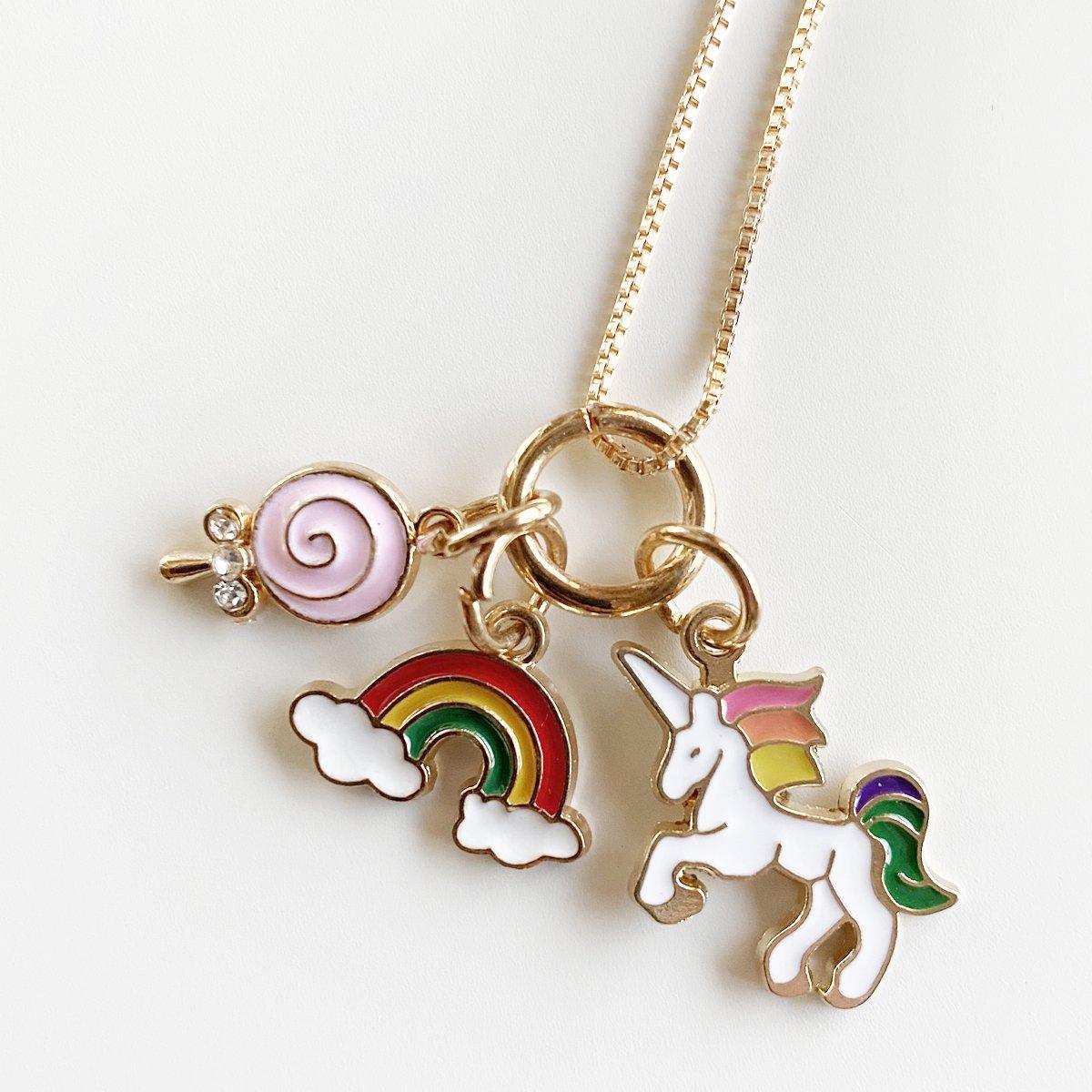 Unicorn, Lollipop & Rainbow Charm Necklace