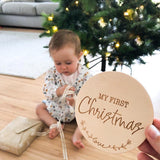 First Christmas Wooden Plaque (Love Script)